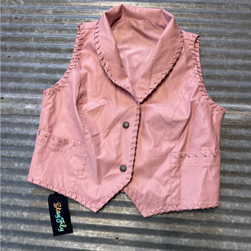 Pink Sleeveless Vest with Button Details
